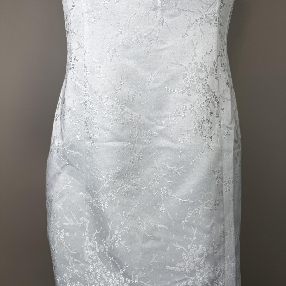 Reformation Dress Womens 10 White Jacquard Floral Strapless Sheath Mini Smocked - Picture 4 of 11